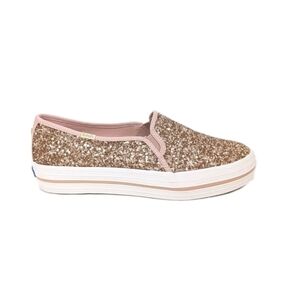 Keds Kate Spade Triple Decker Sneakers sz 9 NEW Women Rose Gold Glitter Shoes